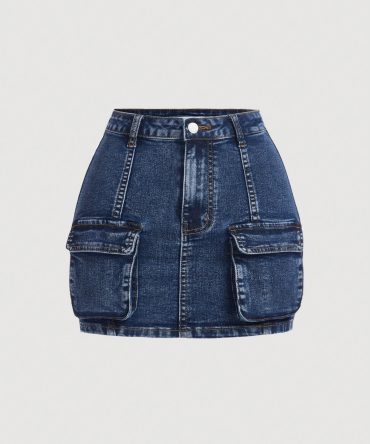 Teen Girl Flap Pocket Denim Skirt